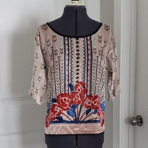 Moulinette Souers Velvet Art Deco Rose Blouse